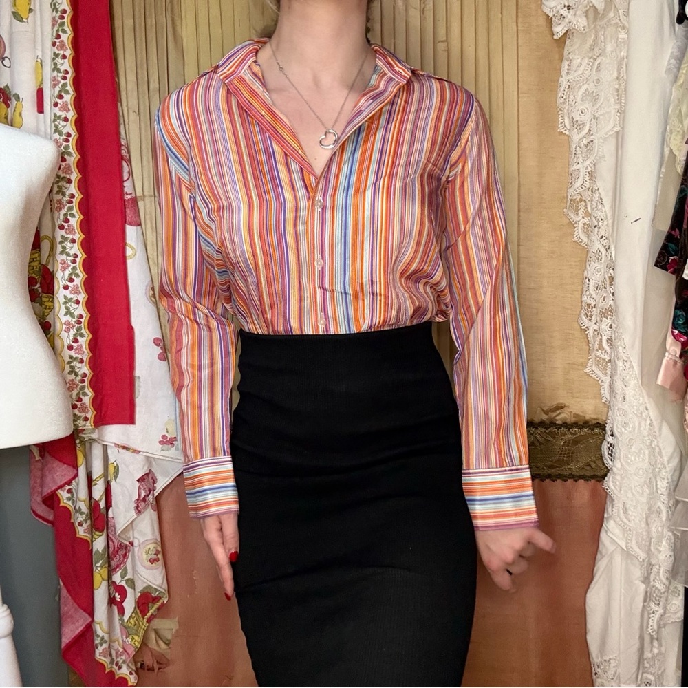 Vintage 70’s Colorful Striped Button Down Shirt